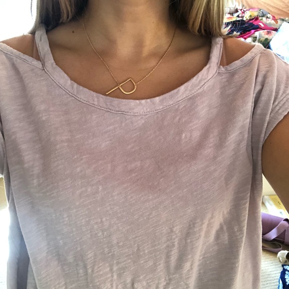 Off the shoulder lilac tshirt from Anthropologie - Picture 2 of 3